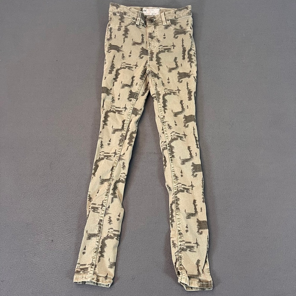 Free People Womens Sz 26 Long and Lean Denim Leggings Forrest Green Jegging Jean